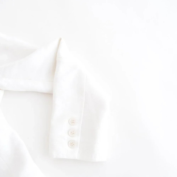 Smythe Les Vest White 33% Linen Single Button Closure Fitted Blazer 4 - Picture 5 of 13